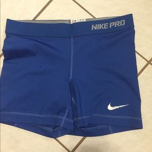 Blue Nike Pro shorts- 4" Inseam.